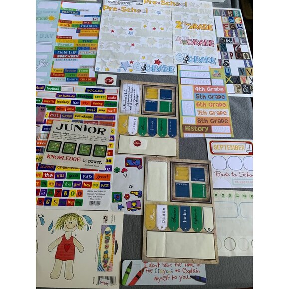 Back To School Scrapbooking Supplies Kit: Stickers Labels & Papers - Picture 3 of 13